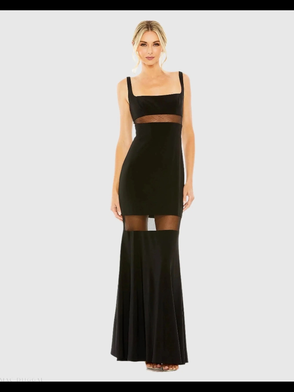 Elegant Black Maxi Dress with Sheer panels